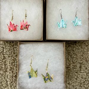 Origami bird earrings